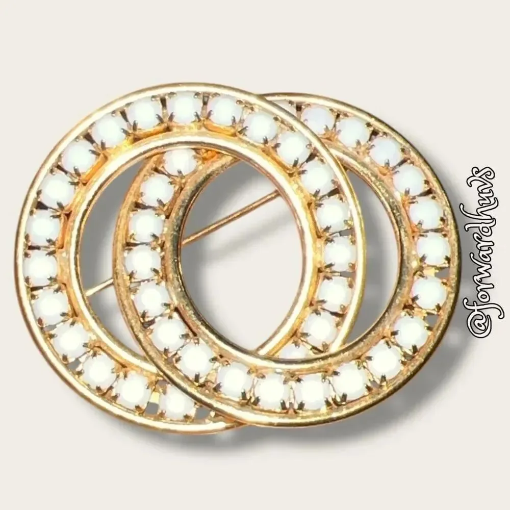 Vintage Gold Brooch with White “Stones”